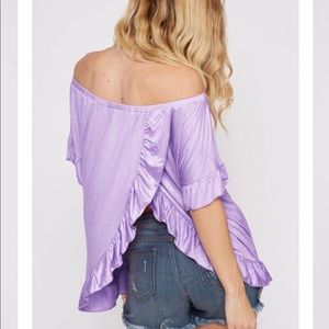 Lilac open back, off the shoulder top